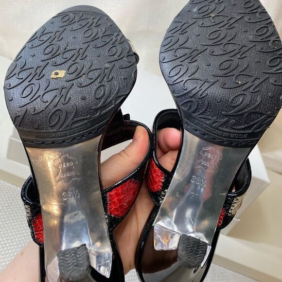 Van Maria by Soda Snakeskin & Rhinestone Heels Size 6 | 3” Acrylic Heel Slip-Ons - Picture 8 of 14